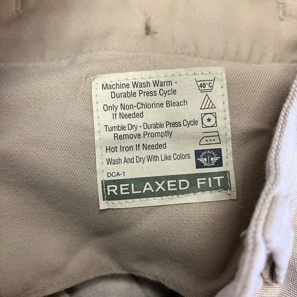 Dockers Class A Tan Linen Blend Cuffed Trousers sz 33X30